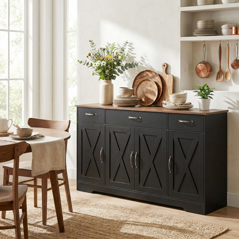 Buffet, armoire de cuisine 55 po, noir