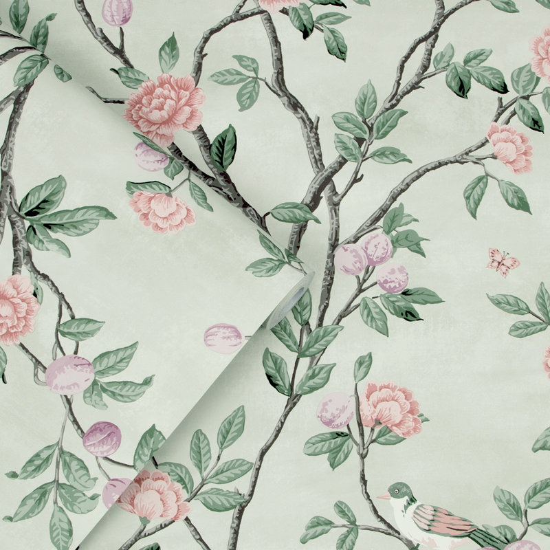 Rouleau de papier peint églantine Laura Ashley, Eau de Nil