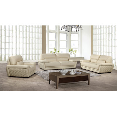 Genuine Leather Pillow Top Arm Loveseat