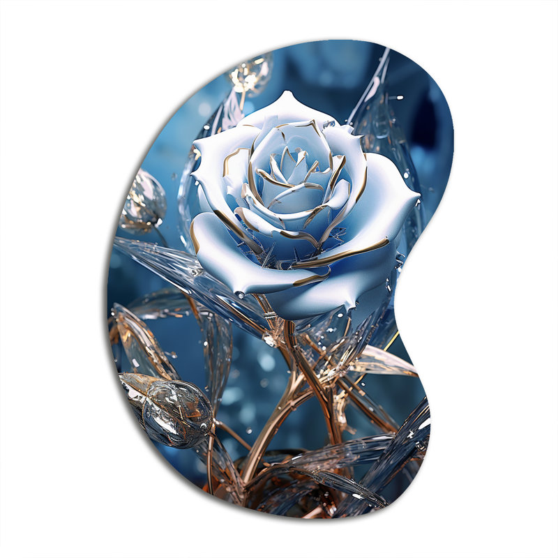 Cheshunt - Rose Boom Shape - Art mural métallique asymétrique, H 39 po x l 28 po