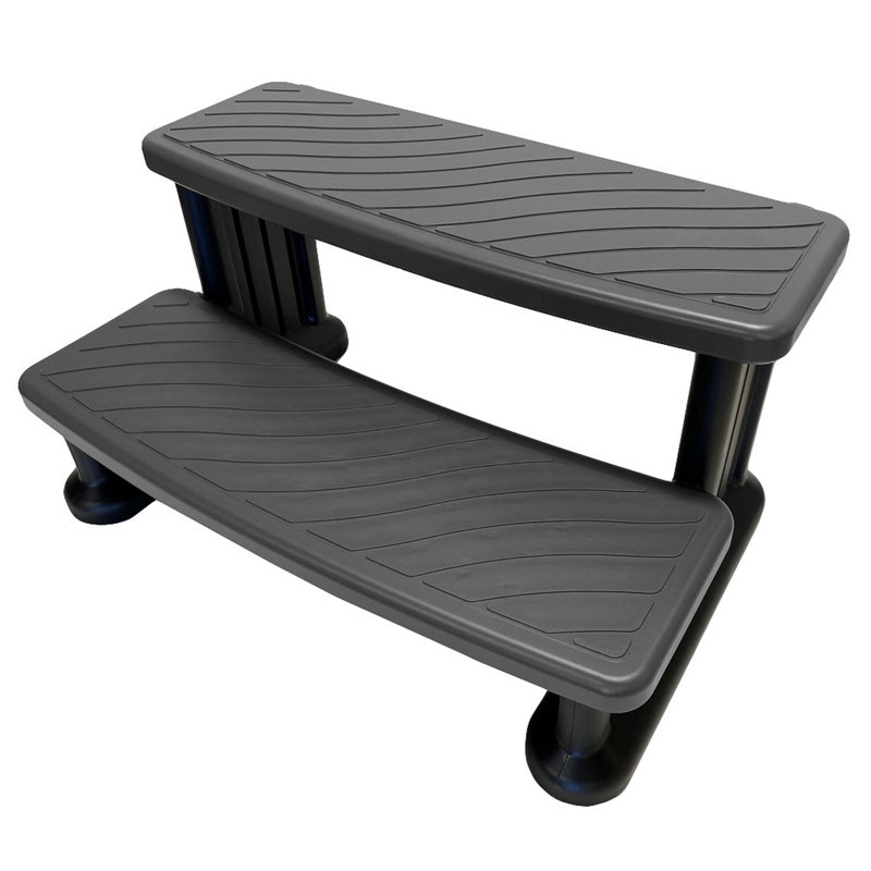 Gray and Black No-Slip Outdoor Spa Steps