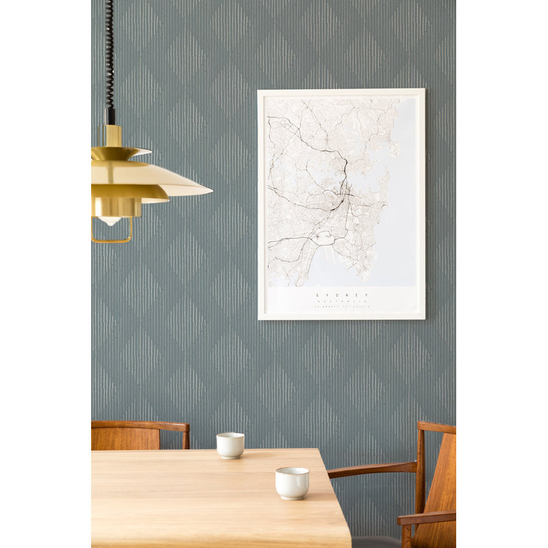 Organic Diamonds 10' L x 24" W Wallpaper Roll, Blue/Gray, Non-pasted