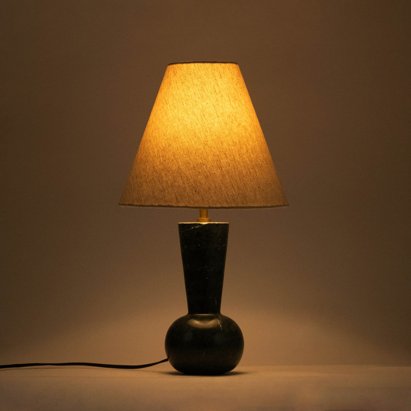 Lampe de table Lavande Green, Marbre, Vert, Tissu en lin texturé