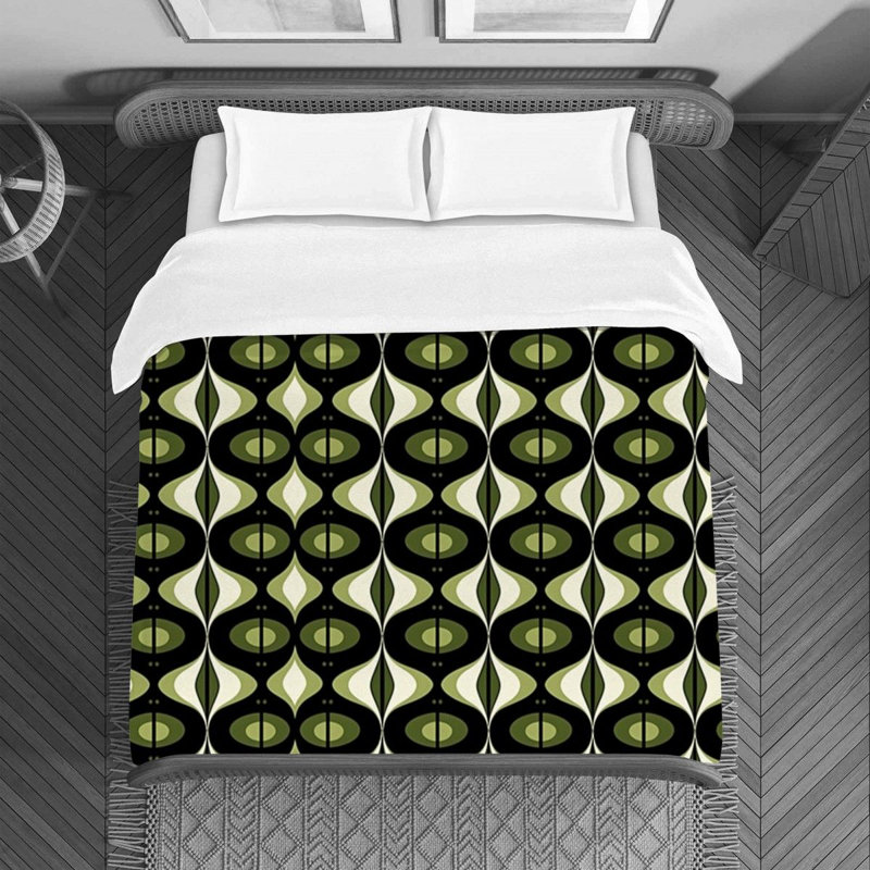 Funky Bedding Pattern Duvet Cover Black/Green 2, Housse de couette pour lit simple