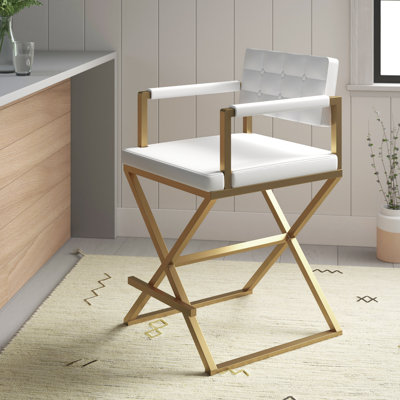 Upholstered Counter Stool with Metal Frame