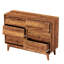 Brun, commode double 6 tiroirs, style rétro, design biseauté, commode