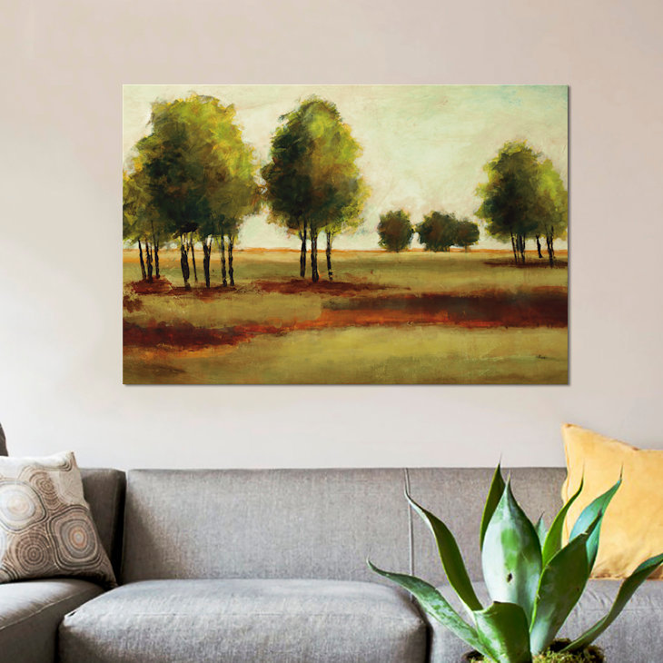 « lumineuse landscape », reproduction sur toile, H 40 po x l 60 po x P 1,5 po, Pas de tapis, Toile tendue