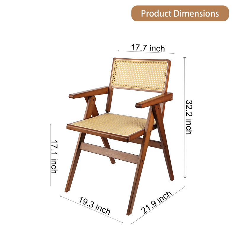 Bamboo Folding Chairs Lightweight And Sturdy Space Saving Design No Assembly Required Comfortable Breathable Backrest And Armrests  For Dining Room Balcony Or Cafe Available In Three Colors | 1Pc