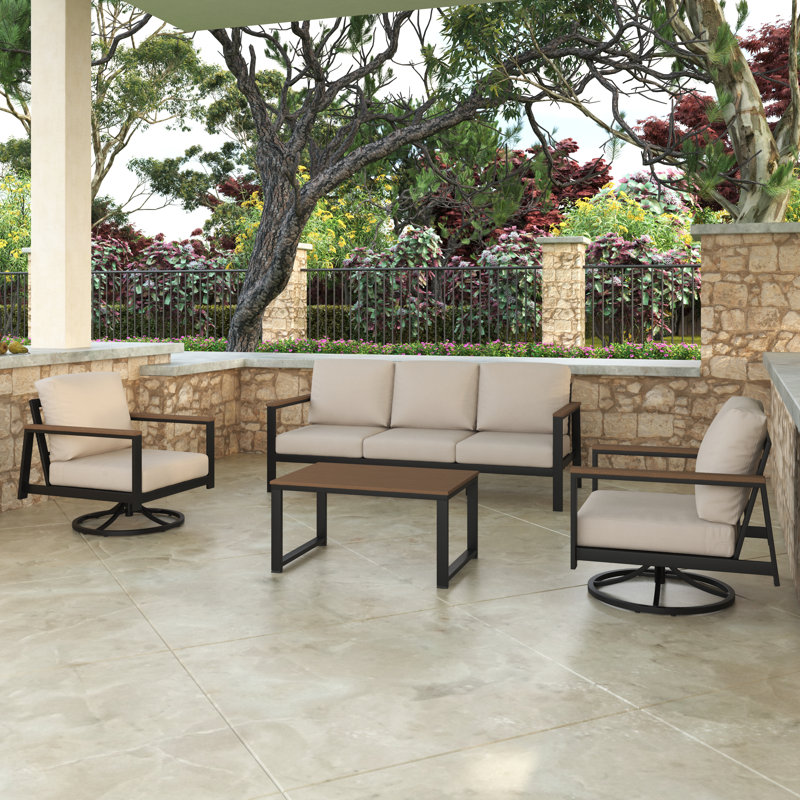 Townsend 5 Person Seating Group with Sunbrella® Cushions, Cast Silver Sunbrella®