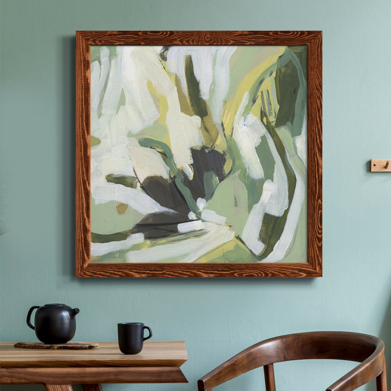 Toile encadrée Electric Lichen III-Premium - prête à être accrochée, H 17 po x l 17 po x P 1,5 po, Érable encadré