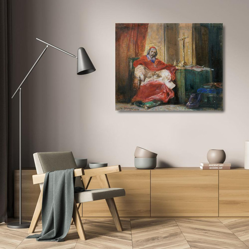 "Cardinal Richelieu" par Joseph Nicolas Robert-Fleury - Toile tendue avec châssis, H 24 po x l 17 po