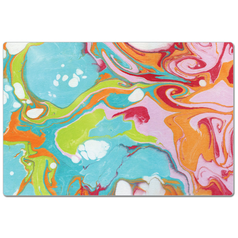 Teal and Pink Marble Memory Foam Anti-Fatigue Mat