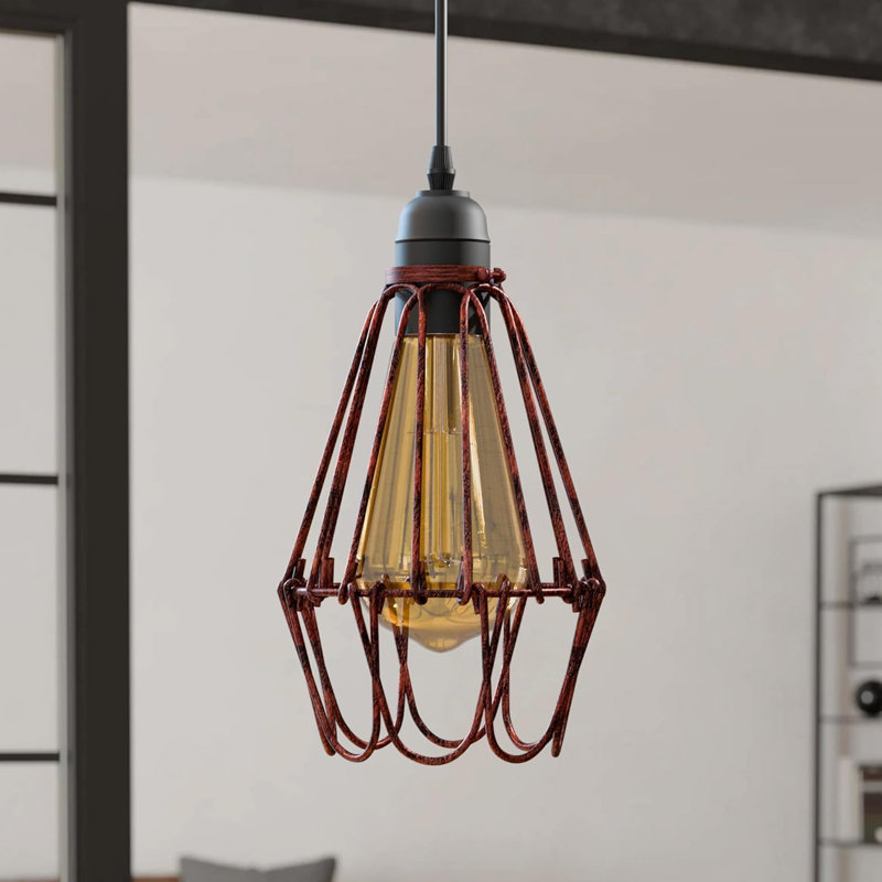 Annjelica 10cm H Metal Empire Lamp Shade, Rustic Red