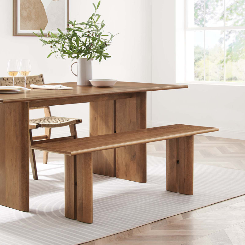 Banc en bois Amistad par Modway, Noyer, H 18,5 po x l 58 po x P 15 po