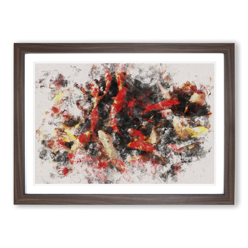 Many Fish - Picture Frame Graphic Art, Walnut Framed, 27cm H x 36cm W x 2cm D