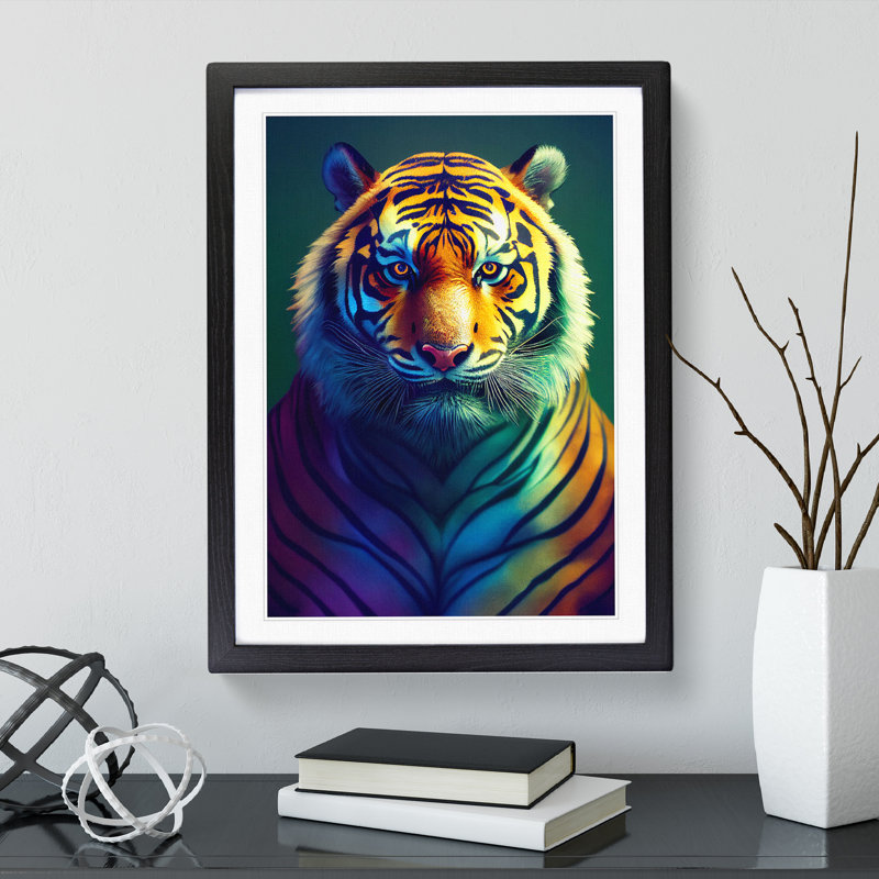 Tiger in Technicolour - Framed Print, Black Framed, 64cm H x 46cm W x 2cm D