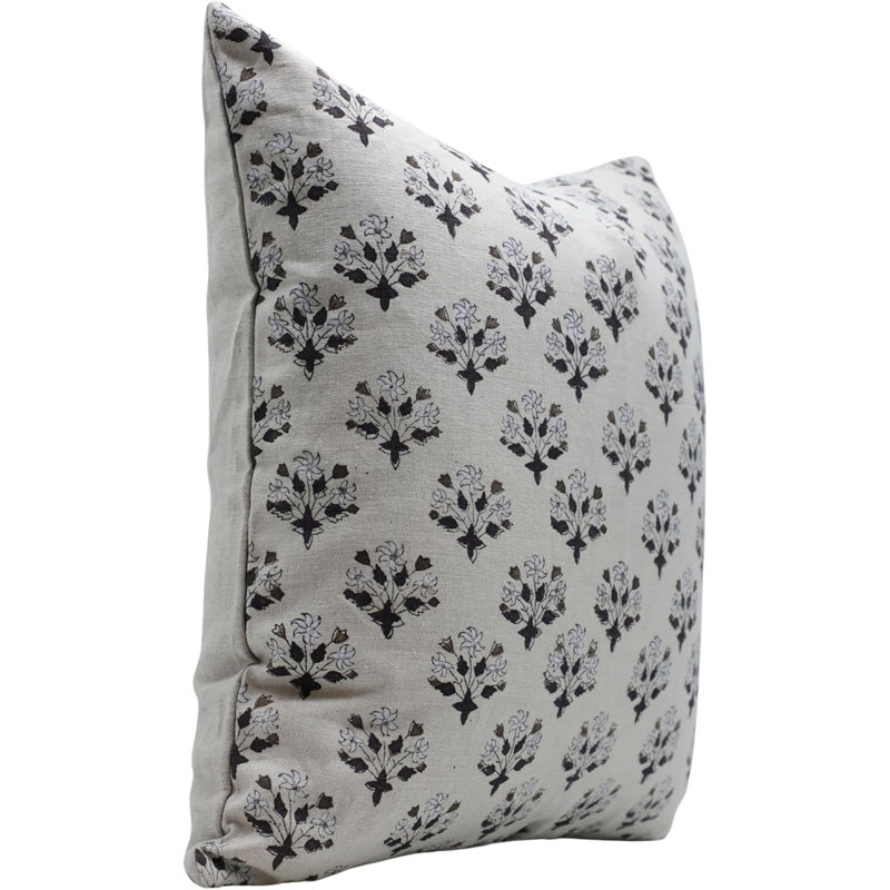 Coussin décoratif à motif de blocs de fleurs Fab divine fait à la main - Diwali, H 16 po x l 16 po