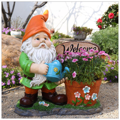 Sculpture de jardin en plein air pot de fleur gnome - décoration de statue de jardin unique, ornement extérieur loi intéressante