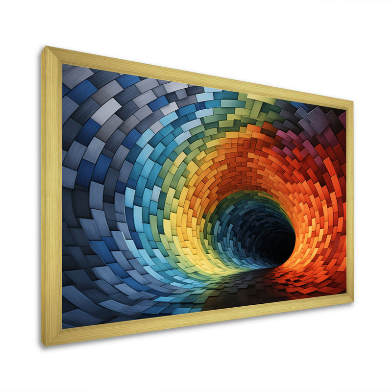 «Abstract Rainbows Delight I» sur toile abstraite, Encadrement doré, H 30 po x l 40 po x P 1,5 po