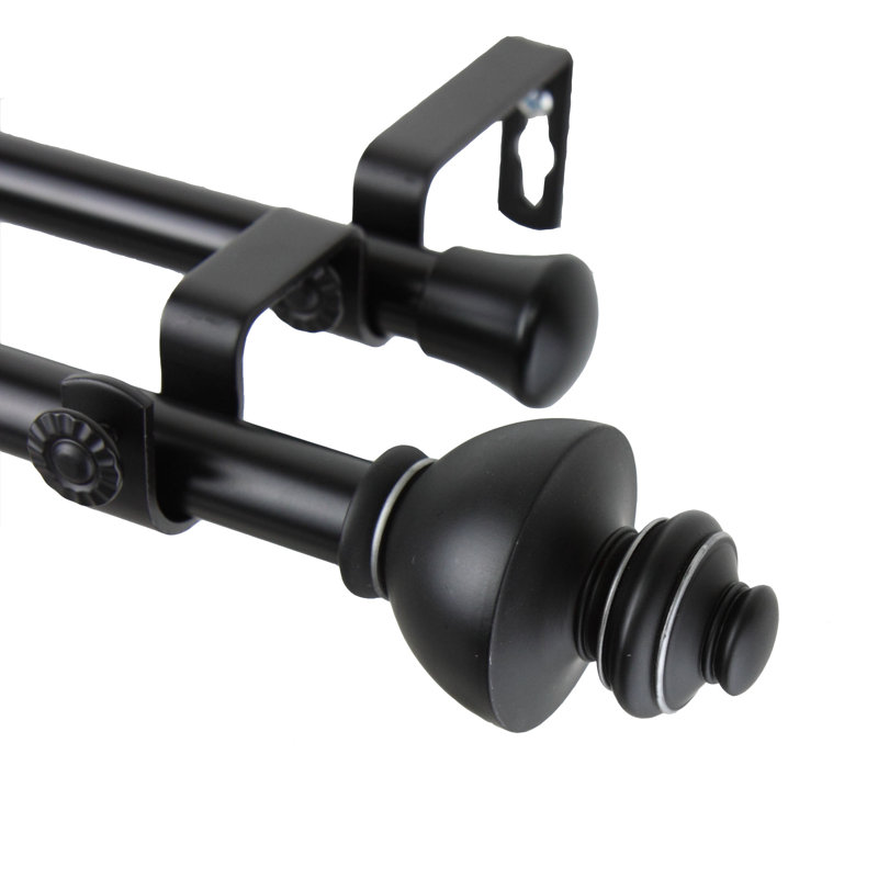 Tringle à rideaux double ajustable Milani, De 28 po à 48 po de largeur, Noir