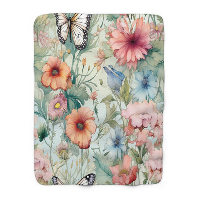 Soft Blossom Ballet - couverture en sherpa de qualité supérieure 1 pièce - reproduction d'art luxueuse