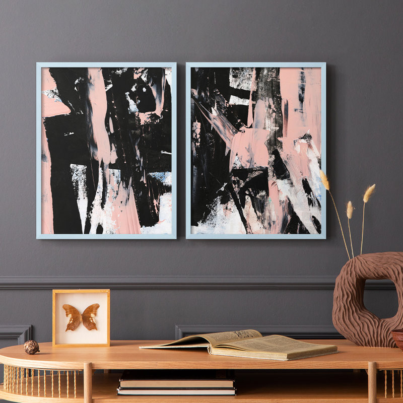 «Black & Blush I», reproduction encadrée de qualité supérieure - prête à être accrochée - aucun clou requis - aucun clou requis