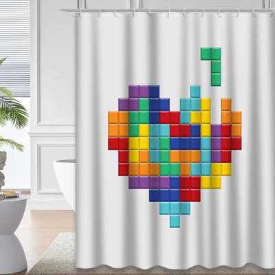 Rideau de douche avec 12 crochets de la Saint-Valentin