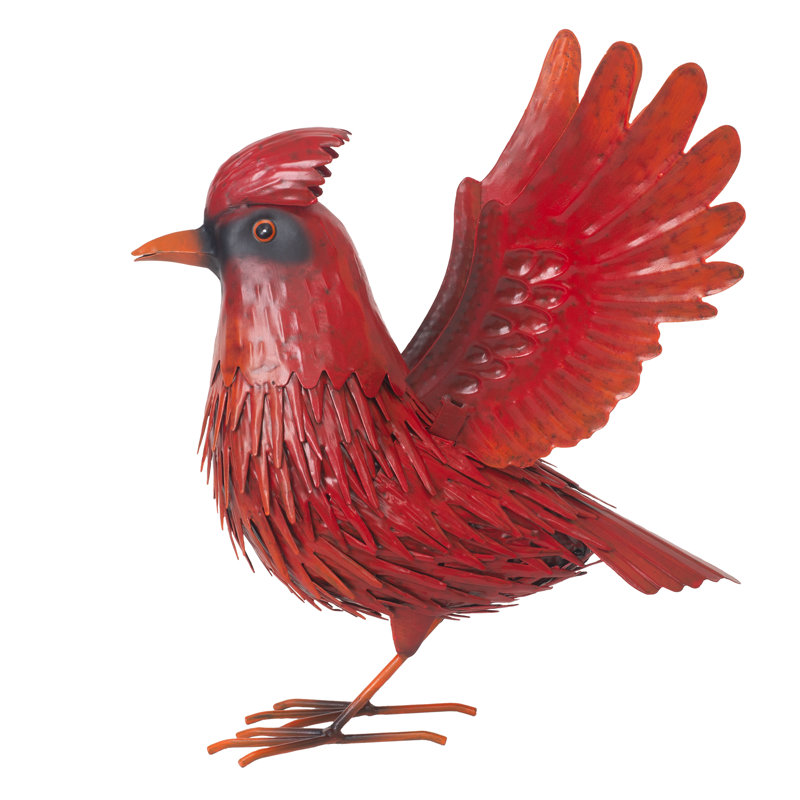 Statue de cardinal volant en métal