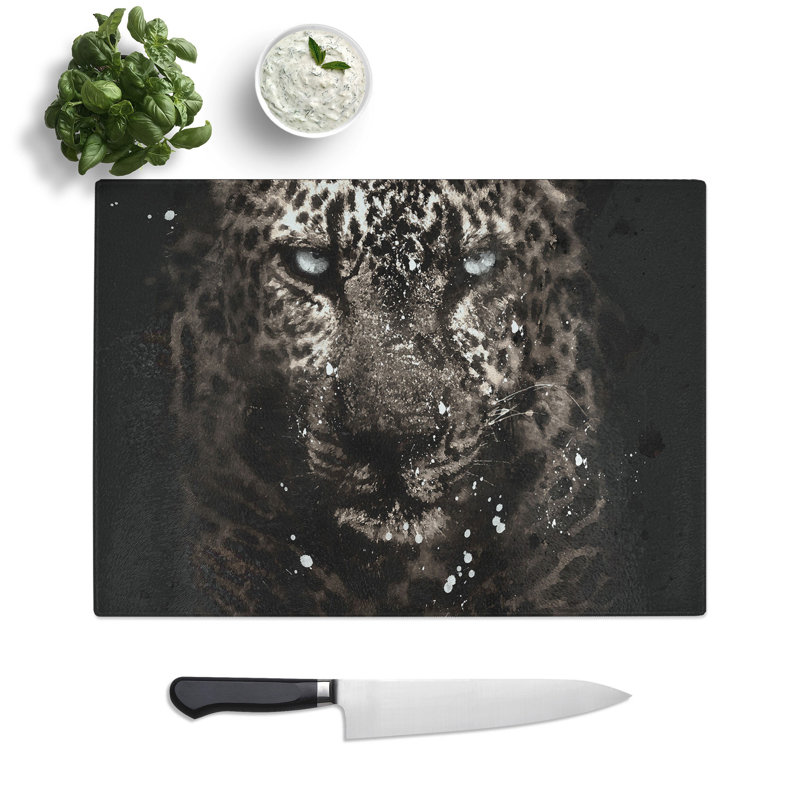 Tempered Glass Leopard in the Dark Chopping Board, 28.5 cm x 39 cm