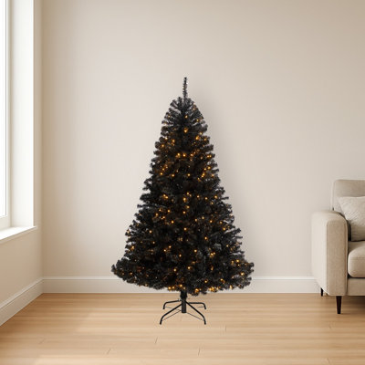 Arbre de Noël artificiel noir avec lumières DEL