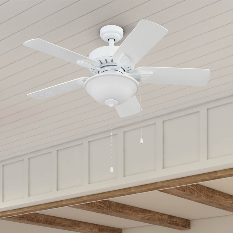 Viretta 42'' Ceiling Fan with Light Kit, White with White Blades