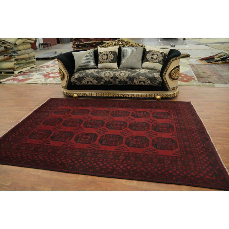 Tapis oriental éléphant à pieds afghans 7 x 9