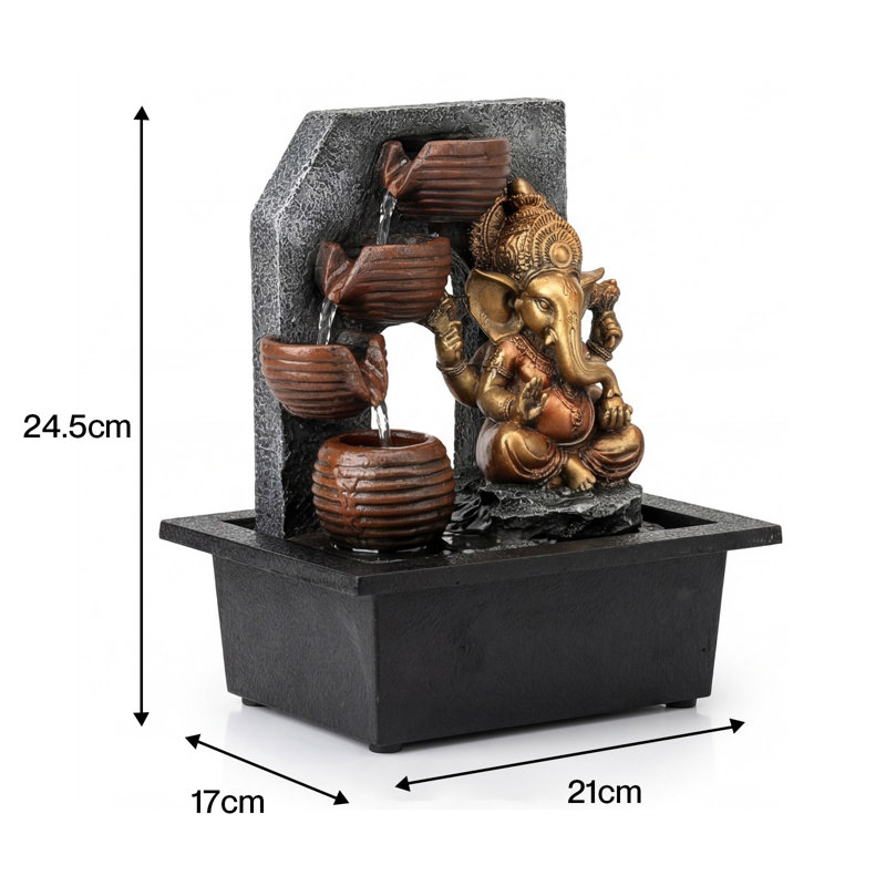  Tabletop Water Fountain,Indoor,Garden,Fountains,LED,Resin,Bronze