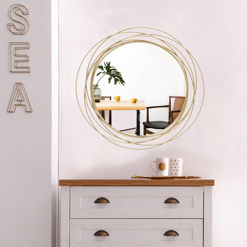 Baeddan Metal Flat Wall Mirror, Gold