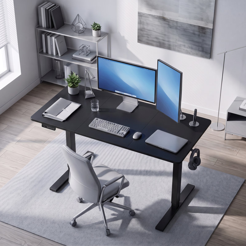 Steel Standing Desk, 118 cm H x 140 cm W x 60 cm D, Black