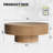 35"W Circular Oak Coffee Table-Solid Wood Groove Design Made With Wax Wood And Oak.-2126956924-2145274724