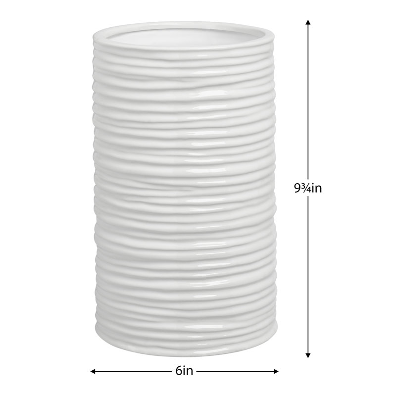  Adelya 9.75" Textured Ceramic Table Vase, 9.75" H  6" W x 6" D