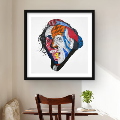 Abstract Albert Einstein | Orange Livingroom Framed Print