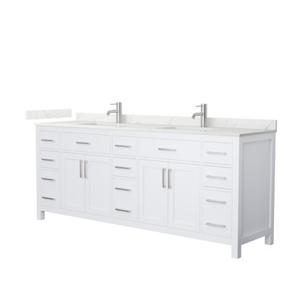 Beckett 84" Freestanding Double Bathroom Vanity with Quartz Top
