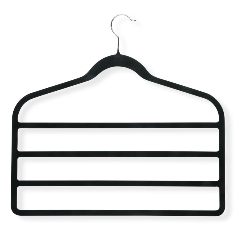 Black Velvet 4-Tier Non-Slip Pants Hangers, 4 Pack