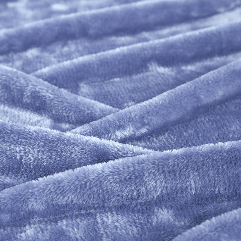 Blue Plush Fleece Reversible Throw Blanket