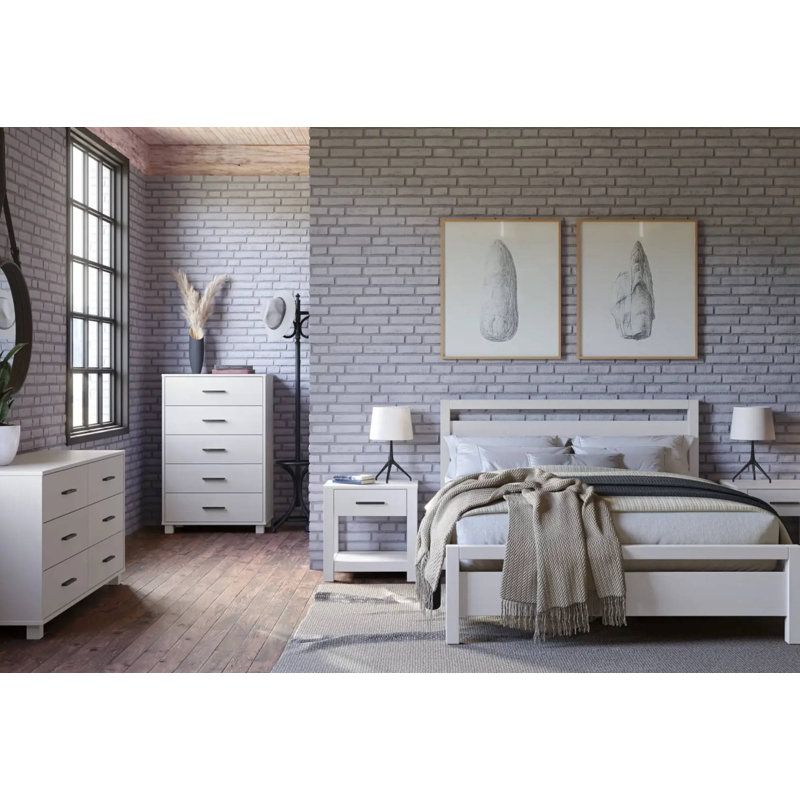 Loft Bedroom Set (5-Piece), King, White