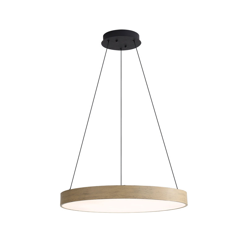Luminaire suspendu 24 po à DEL Anello, Bois flotté, Gris