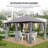 Outdoor Patio Gazebo, Canopy Shelter With 6 Removable Sidewalls & Steel Frame(Canopy)