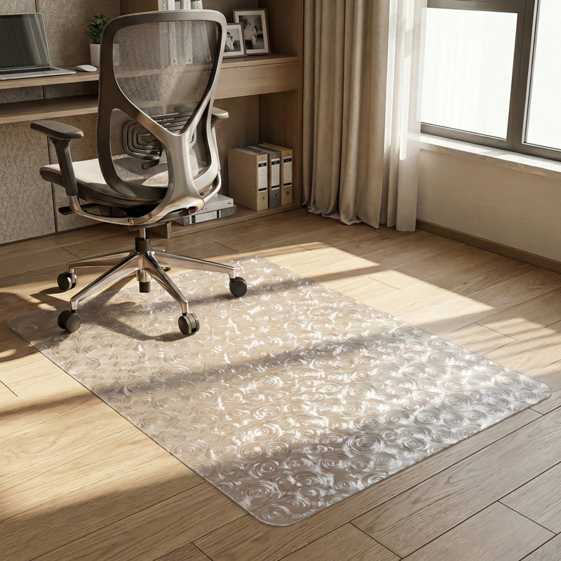 Tapis de chaise protecteur de plancher pour planchers de bois franc et carrelage, 36 po x 48 po, envers antidérapant et antirayures, motif de rose réactif à la lumière 3D pour le bureau et la maison