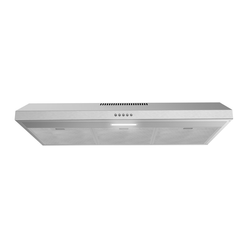 36 po T-11071-1-DL Hotte sous conduit sans conduit 80 pi³ / min Macerata en acier inoxydable brossé avec filtres en maille, commande à bouton-poussoir, lumière DEL