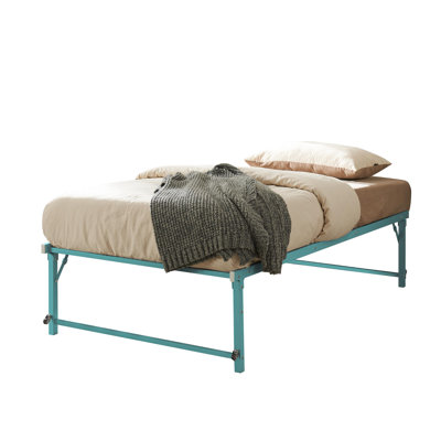 Twin Metal Daybed with Pop-Up Trundle, Sturdy Steel Slat Support Space Saving Guest Bed Frame, Bedroom & Living Room