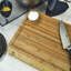 Large, 42 x 31cm, Silver Cutting Board Made of Solid Bamboo Wood with a Sap Groove