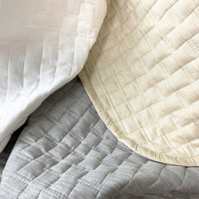 Snow White Bamboo Cotton Quilted Queen Coverlet Set
