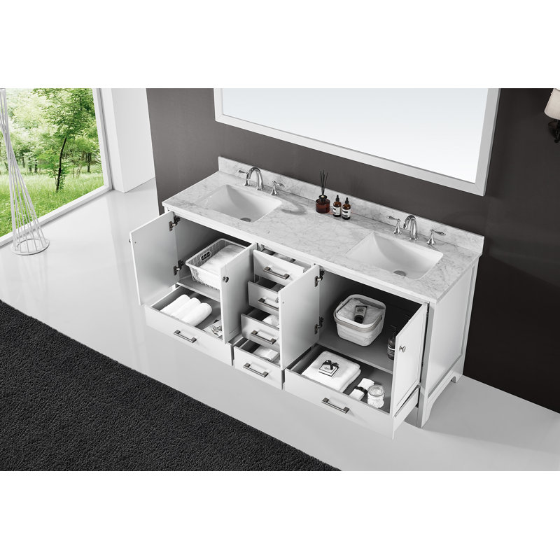Base de meuble-lavabo double 72 po Cassel seulement, Blanc